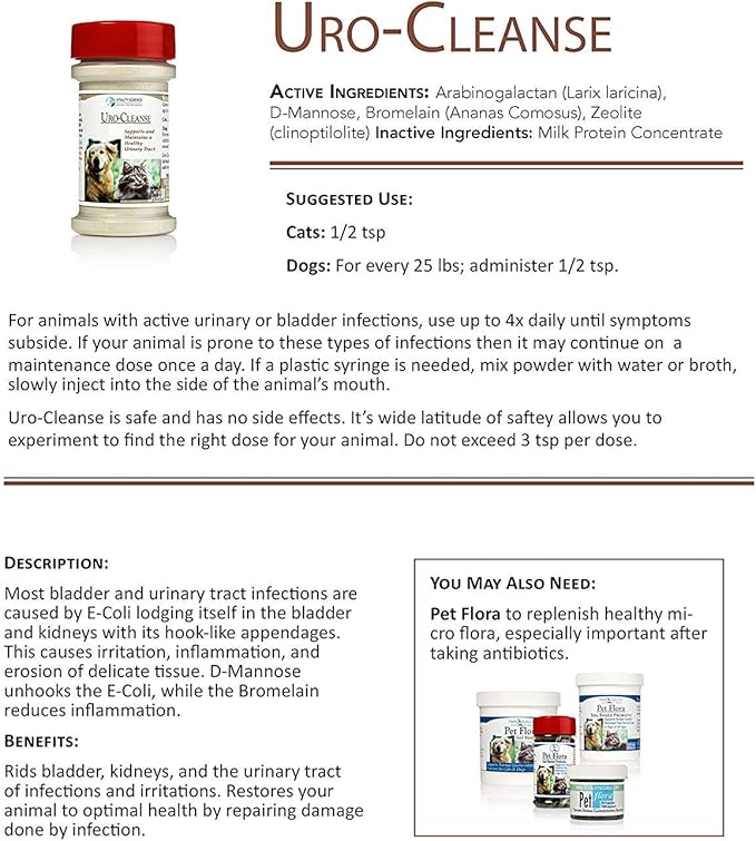 Vitality Science URO-Cleanse for Dogs | Aid for Urinary Tract, Bladder, Kidney Health | D-Mannose, Arabinogalactan, Zeolite | Prevents and Eliminates UTI, Bladder Issues | Dog Incontinence Supplement