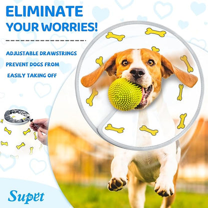 Supet Dog Cone Collar After Surgery to Stop Licking: Adjustable Recovery Elizabeth Collar Alternative for Large Medium Small Dogs, Plastic Pet Head Neck Cone (L)
