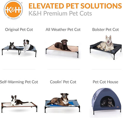 K&H Pet Products Bolster Dog Cot, Cooling Indoor Outdoor Elevated Cot Hammock Dog Bed with Removable Washable Bolsters, Washable Mesh Cover, Raised Metal Frame - Medium 32 X 25in Chocolate