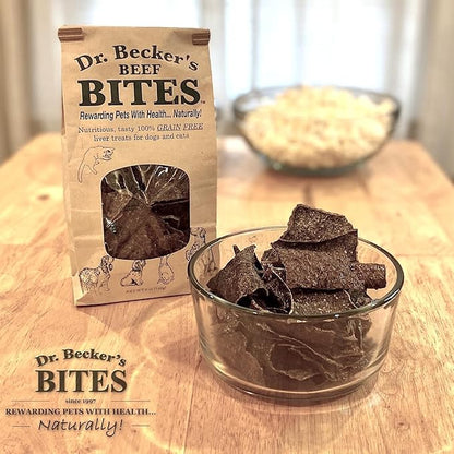 Dr. Becker's Original Beef Bites | 100% Pure Meat Protein | Grain Free Liver Training Treats for Dogs & Cats, 5 oz