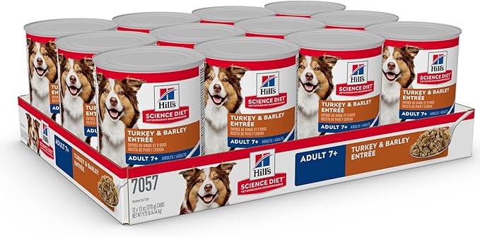 Hill's Science Diet Adult 7+ Wet Dog Food, Turkey & Barley, 13 oz. Cans, 12-Pack