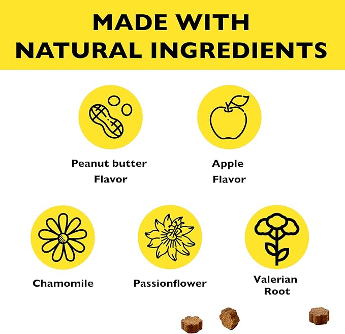 RESCUE Pet Chews for Dogs, 60 Soft Chews, Behavioral Health Supplement for Dogs with Chamomile, passionflower & Valerian, soothes Stress, Nervousness & Anxiousness