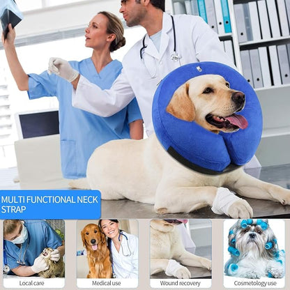 VST Comfortable Inflatable Cone Collar for Dogs,Adjustable Soft Pet Recovery Collar Prevent Pets from Touching Biting Scratching at Injuries Wounds (M)