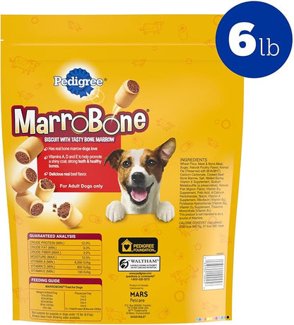 Pedigree Dry Dog Treats MarroBone, Real Beef Flavor, Bone Marrow Dog Treats, 6 lb. Bag (Pack of 1)