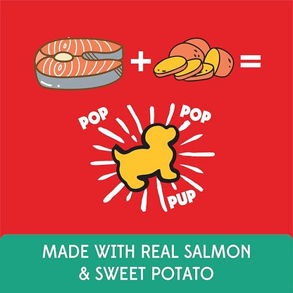 Pup Corn Plus - Puffed Dog Treats with Prebiotics and Probiotics - Salmon & Sweet Potato (24oz) - Made in USA