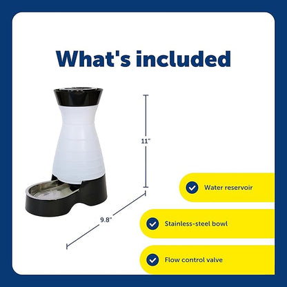 PetSafe Healthy Pet Water Station - Small, 64 oz Capacity - Gravity Pet Water Fountain, Automatic Cat Water Fountain, Dog Water Fountain, Water Dispenser - Removable Stainless Steel Bowl Included