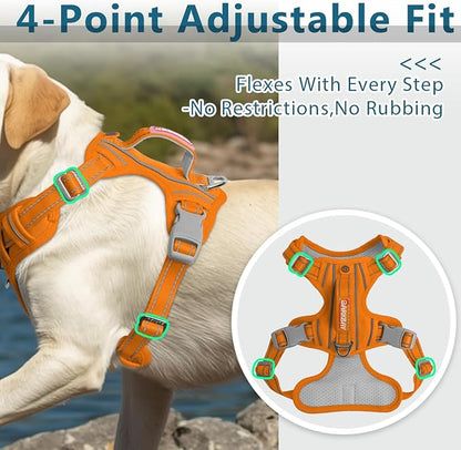 BARKBAY Dog Harness No Pull Oxford with ID Tag Pocket - Heavy Duty, Reflective, Easy Control for Large Dogs(Pumpkin Oxford,XL)