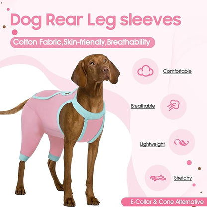 IDOMIK Recovery Suit for Dogs Hind Legs|Dog Surgery Suit for Female Spay Male Neuter,Dog Leg Sleeve to Stop Licking Rear Legs,Long Sleeves Wound Cover Onesie Shirt for Dogs,Cone Collar Alternative
