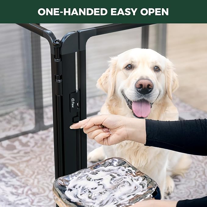 FXW AuraSpace Pro Acrylic Indoor Dog Playpen, Heavy-Duty with Metal Frame, 40" Height 6 Panels for Medium and Large Dogs, Black│Patented