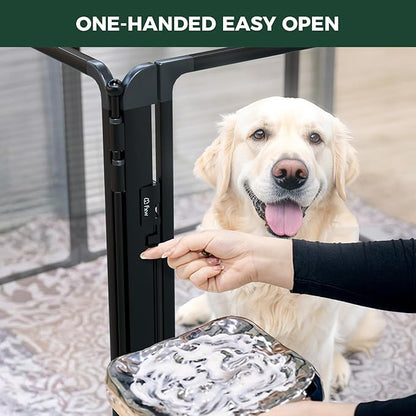 FXW AuraSpace Pro Acrylic Indoor Dog Playpen, Heavy-Duty with Metal Frame, 40" Height 6 Panels for Medium and Large Dogs, Black│Patented