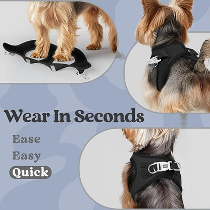 rabbitgoo Small Dog Harness, Step-in Soft Mesh Puppy Vest with Safety Buckle, Breathable Reflective Pet Harness for Small Medium Dogs, Black XL