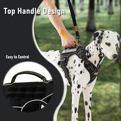 No Pull Dog Harness for Extra Large Dogs, Release on Neck, for Alaska Malamute, Bull Mastiff, Rottweiler, Great Dane etc, for Training, Casual Walks, Jogging, Easy Control Vest with Handle, Black XL