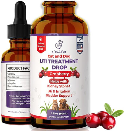 eDNA PET - Cat & Dog Urinary Tract Infection Treatment – Herbal Bladder & Kidney Wellness Formula – Helps to Maintain Normal Urination and Hydration – Made in USA