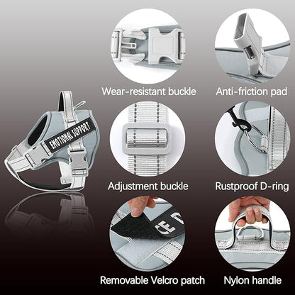 voopet Emotional Support Dog Harness, Professional Service Dog Vest Harness for Small Medium Large Dogs, Reflective Breathable and Adjustable No Pull/Choke ESA Essential Harness