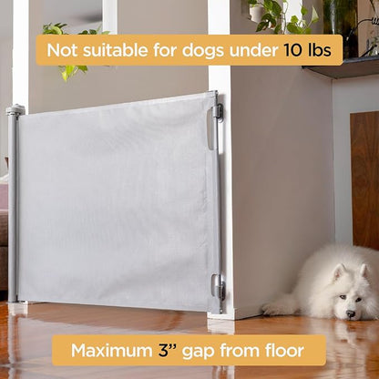 Hakuna Pets Indoor/Outdoor Paw Proof Retractable Dog Gate, 36.6" Tall Extends to 71" Wide, Gray
