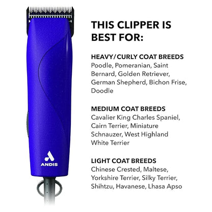 Andis 24820 EasyClip Professional-Animal 7-Piece Detachable Ceramic Blade Clipper Kit, Frustration Free Packaging, Purple