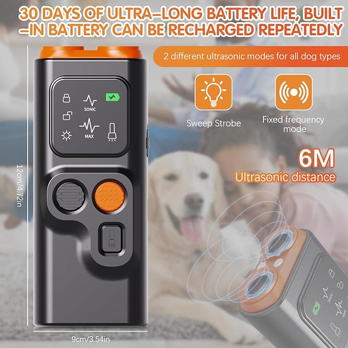 Dog Bark Deterrent Devices, Ultrasonic Anti Barking Device for Dogs Can Stop Bad Behavior, Portable Dog Training Device, with HD Display and LED Flashlight, No Need Yell Or Swat, Just Point to A Dog