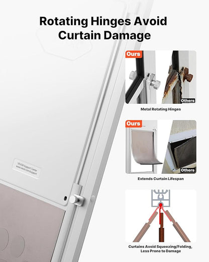 VEVOR Dog Door for Sliding Glass Door, 91 to 96 in Adjustable Height, Aluminum Alloy Frame with Metal Rotating Hinges, Lock Design, 10 1/4 x 16 1/4 in Flap, Sliding Glass Pet Door for Renters