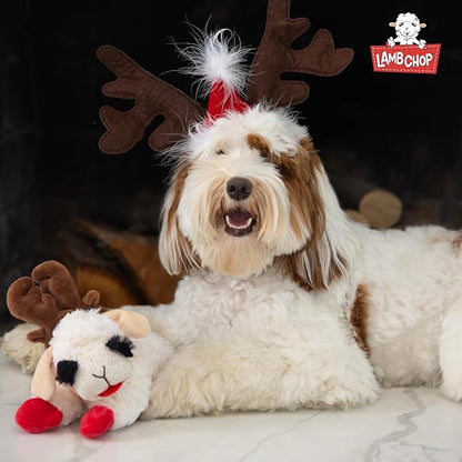 Multipet Lamb Chop Dog Plush Toy w/Easter Bunny Ears - Squeaky Toy for All Dogs - Extra Soft Plush - Stuffed Animal for Cuddling & Playing (6”, Cream/Pink)