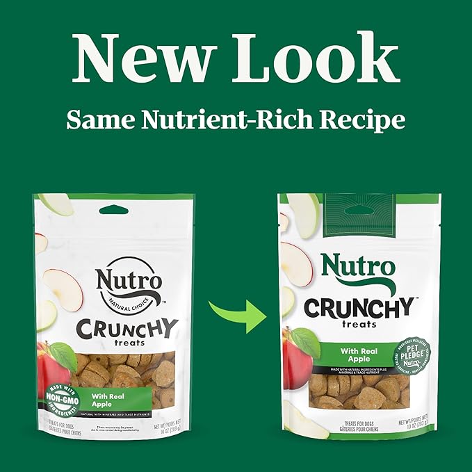 Nutro Crunchy Dog Treats with Real Apple, Training Treats for Dogs, 10 oz. Bag