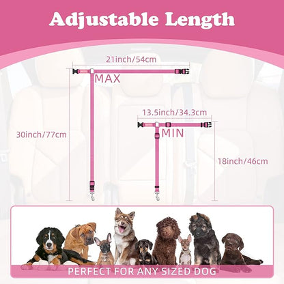 BWOGUE Pet Dog Cat Seat Belts, Car Headrest Restraint Adjustable Safety Leads Vehicle Seatbelt Harness (1 Pack, Pink, Not Elastic)