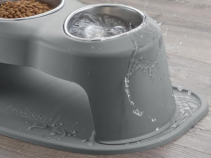 WeatherTech Double High Pet Feeding System - Elevated Dog/Cat Bowls - 6 inch High Dark Grey (DHC3206DGDG)