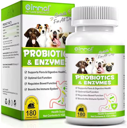Probiotics Supplement for Dogs - Digestive Enzymes with Prebiotics for Gut Health - Anti Diarrhea, Bowel Support, and Immunity - Health & Itch Relief Digestive Enzymes