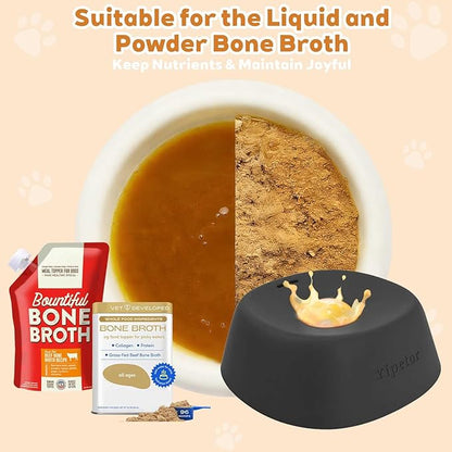 Yipetor Slow Feeder Dog Bowls for Liquid Treat, 【Entertained Ball-in】 Bone Broth Dog Lick Bowl, 3/4 Cup Yogurt Pup Lick Toy for Large Medium Small Breeds Dietary Supplement/Post-op Nutrition