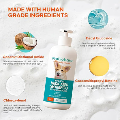 Medicated Dog Shampoo for Allergies and Itching: Antifungal Dog Shampoo, Yeast Infection and Bacterial Treatment for Dogs - Helps Hot Spots, Deodorizing and Anti Itch - Healthy Skin & Coat (Pack of 2