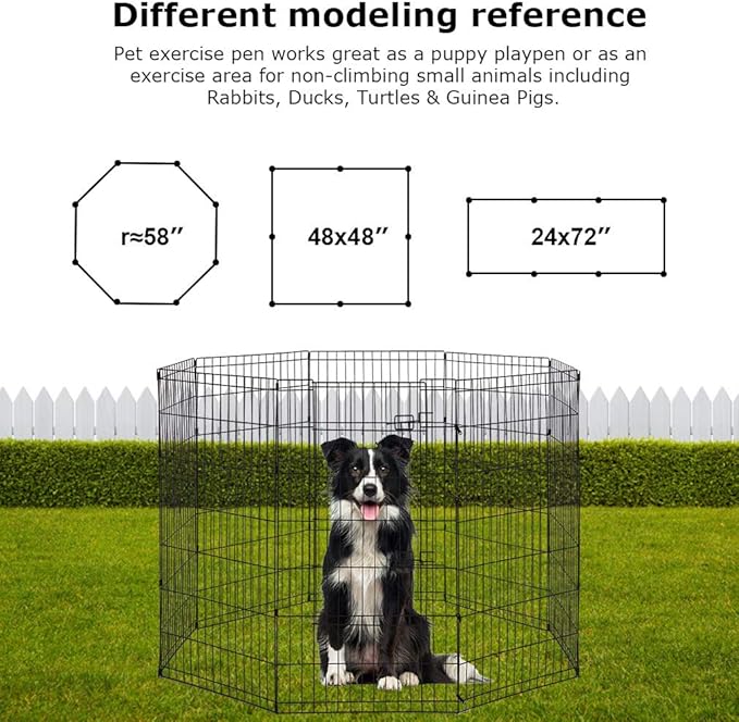 BestPet | Foldable Dog Playpen | 48 Inch, 8 Panels | Metal Pet Exercise Pen | Indoor Outdoor Portable Dog Fence with Door | Removable, Rust-Resistant Secure Pet Kennel | Easy to Assemble