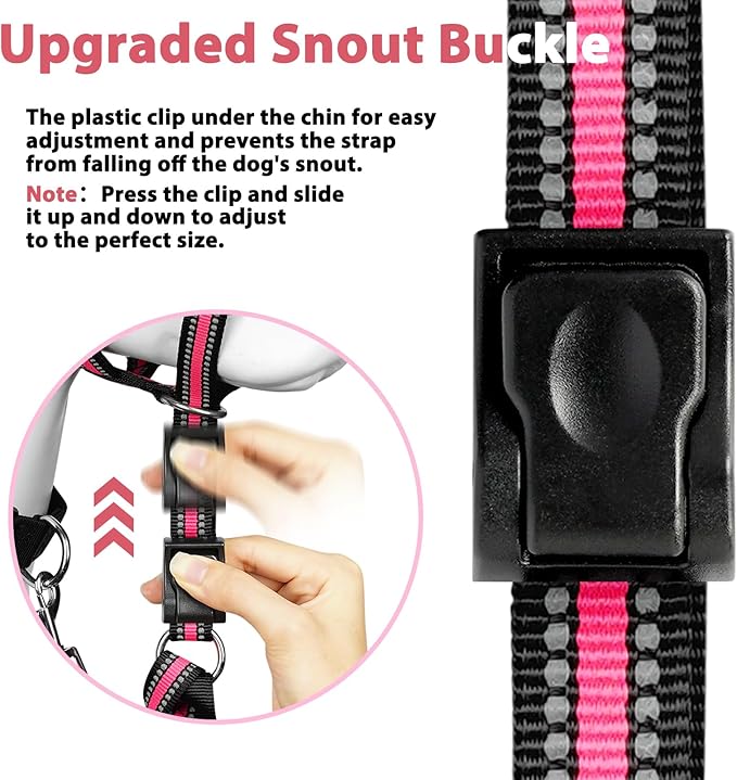 BARKLESS Soft Dog Head Collar, Patented Padded No Pull Head Halter, Training Nose Leash with Safety Link for Medium Large Dogs, Adjustable Muzzle Leash, Easy Control for Walking(Pink, L)
