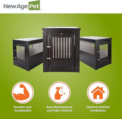 New Age Pet ECOFLEX InnPlace Dog Crate & End Table, Indoor Furniture Style Pet Kennel for Small, Medium, Large & XL Dogs, Durable Composite, Espresso Black, Large
