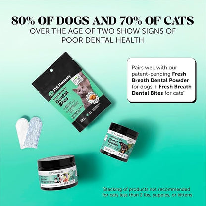 Dog Dental Finger Wipes for Teeth Cleaning Plaque Off - Dental Care for Dogs & Cats, Stain & Tartar Remover for Teeth, Finger Toothbrush Wipes, Fresh Breath & Gum Care with Zinc + Green Tea - 30 ct