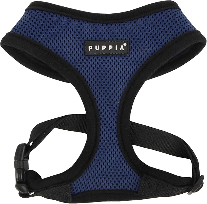 Puppia Soft Dog Harness No Choke Over-The-Head Triple Layered Breathable Mesh Adjustable Chest Belt and Quick-Release Buckle, Royal Blue, XX-Large