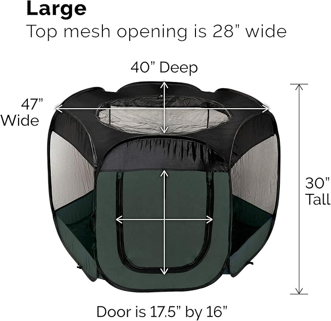 Furhaven Portable Dog Playpen Cat Tent, Pet playground,Kennel foldable indoor outdoor zippered puppy crate - Hunter Green, Large