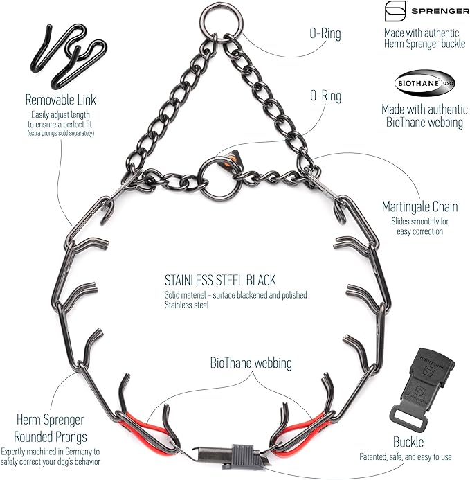 Herm Sprenger Black Stainless Steel Dog Collar with Quick Release ClicLock Buckle O-Ring Biothane Insert Training Collar Made in Germany (Cherry Red, 23in x 3.2mm(Neck Size up to19-20in))