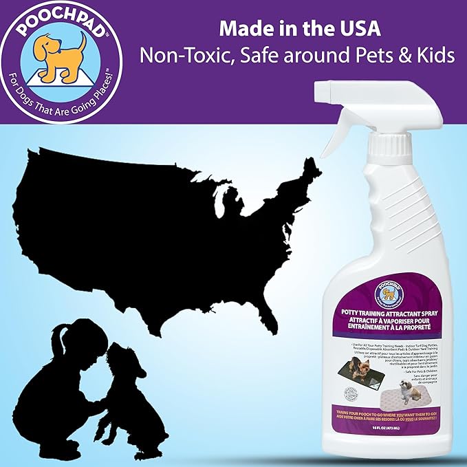 PoochPad Potty Training Attractant Spray for Dogs & Puppies 16 oz, Made in USA, Indoor Potty Pad & Outdoor Use, Dog Training & Behavior Aids Housebreaking Supplies