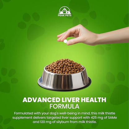 Liver Support Supplement for Large Dogs with Silymarin (Same & Silybin) S-Adenosyl-L-methionine (SAM-e) & Silybum (Milk Thistle) Dog Liver Supplement - 3rd Party Tested, Non GMO - 30 Chewable Tablets