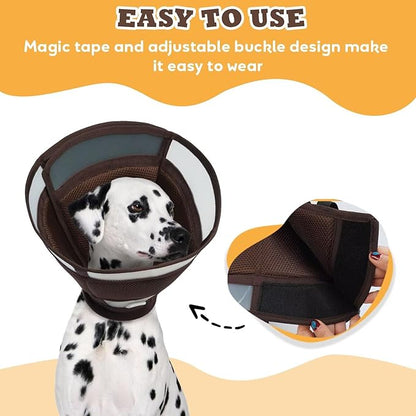 Soft Dog Cone for Dogs After Surgery,Foldable Dog's Cone Collar,Adjustable E Collar Alternative to Stop Licking,Pet Cones for Dog,Doggy Surgery Collar,Dogs Recovery Collars & Cones,Brown,L
