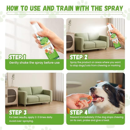 No Chew Spray for Dogs, Bitter Apple Spray for Dogs Cats Anti Chewing Licking from Furniture, Shoes, Bandages, Dog Training & Behavior Aids Spray, 200ML, Indoor & Outdoor Use