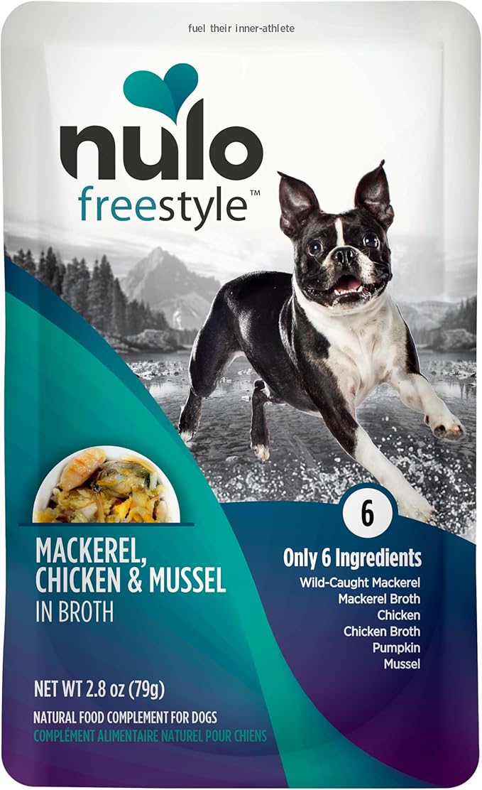 Nulo Freestyle Mackerel, Chicken, & Mussel in Broth Real Meat Dog Food Topper, 2.8 Ounce (Pack of 24)