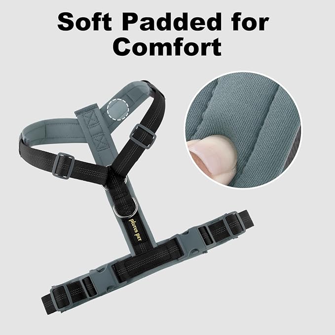 Plutus Pet No Pull Dog Harness, Adjustable Nylon Harness with Soft Padding, Reflective and Heavy Duty Dog Harness for Small, Medium, Large Dogs(Black, L)