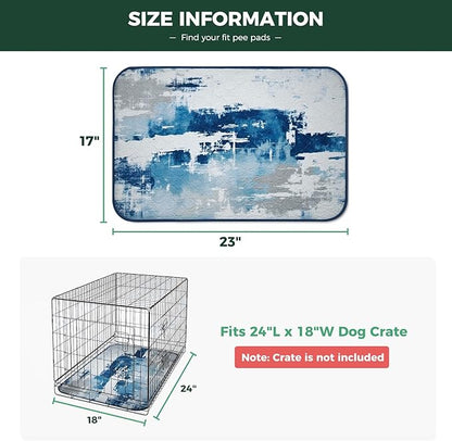 FXW Washable Pee Pads for Dogs, Leak-Proof & Non-Slip, Specifically Designed for 24inch Cages, 17" x 23" Rectangle, Tie-Dye Blue, 2 Packs