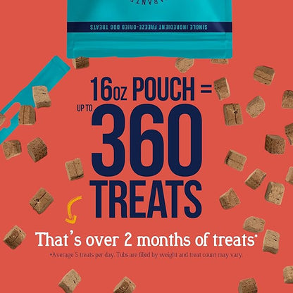Stewart 100% Beef Liver Dog Treats, 16 oz Pouch, ~360 Pieces, Freeze Dried Raw, Single Ingredient, 50% Protein Training Treats or Meal Topper, Grain Free, Gluten Free