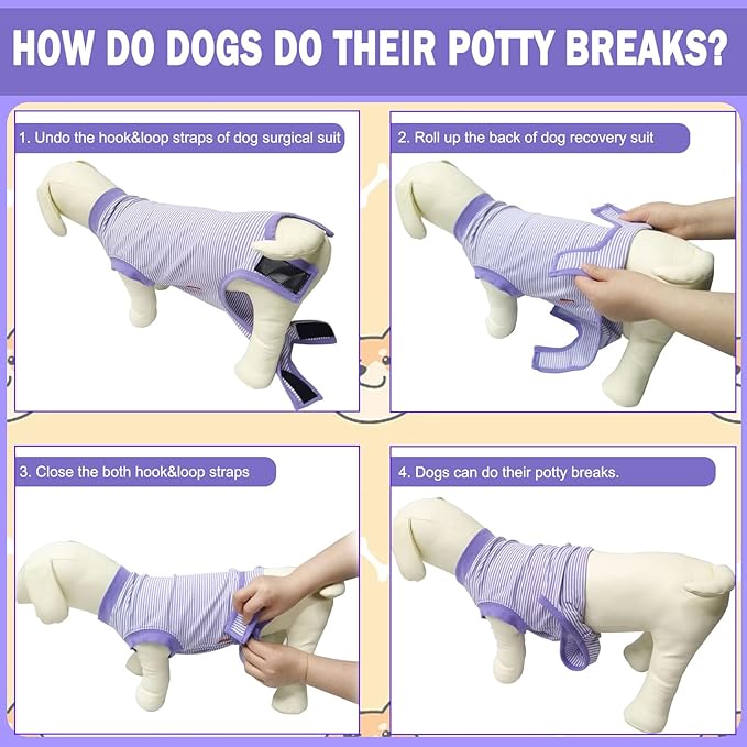 Dog Surgical Recovery Onesie - Cone Alternative, Spay/Neuter Recovery Suit for Male/Female Dogs, Purple, X-Large