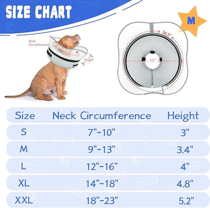 Elevated Inflatable Dog Cone Collar Alternative After Surgery, Dog Donut Collar, Soft Pet Cone to Stop Licking for Small Medium Large Dogs