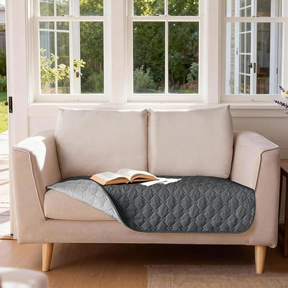 gogobunny 3X Stronger Waterproof Pet Blanket, Scratch Proof Furniture Protector for Dogs Cats, Reversible Cover 32x53 Inch, Dark Grey