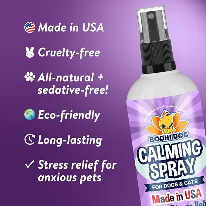 Bodhi Dog Calming Spray for Dogs & Cats - Natural Dog Anxiety Relief for Travel, Fireworks & Vet - Cat Calming Spray & Detangler with Lavender - Made in USA (8 oz)