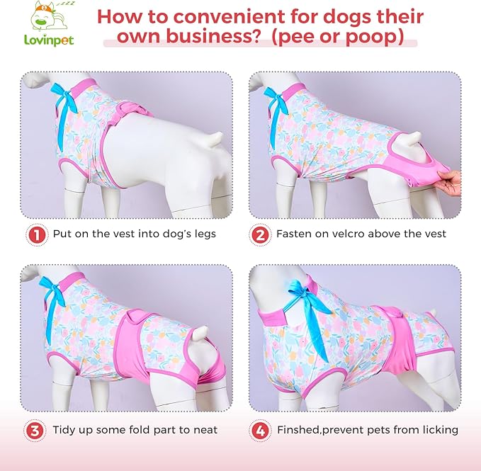 LovinPet Dog Surgical Recovery Suit Male - After Surgery Onesie for Dogs Female & Male Anti-Licking Protection Full Body Coverage for Anti-Shedding