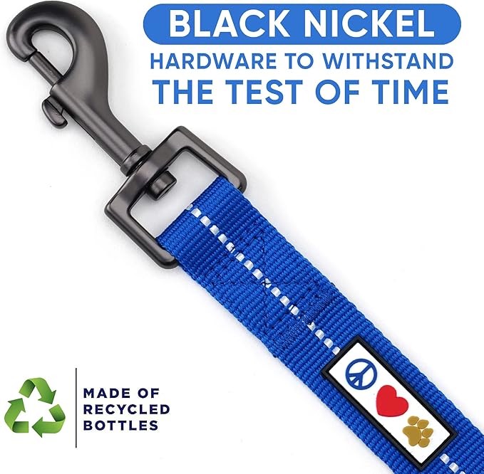 Pawtitas Blue Dog Leash 6 ft M/L Reflective Durable Lightweight Recycled Lead for Medium or Large Dogs and Puppies